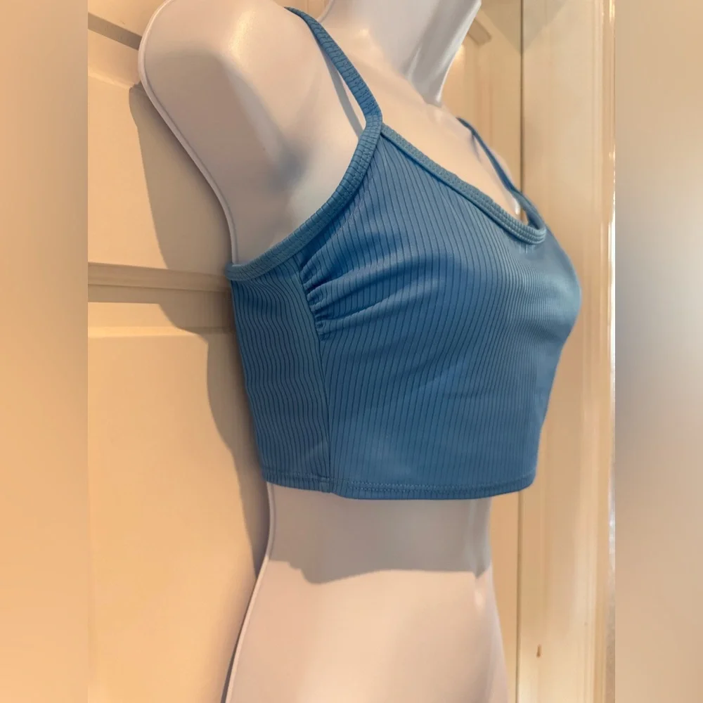 Wild Fable Ribbed Longline Bikini Top Blue S 4-6